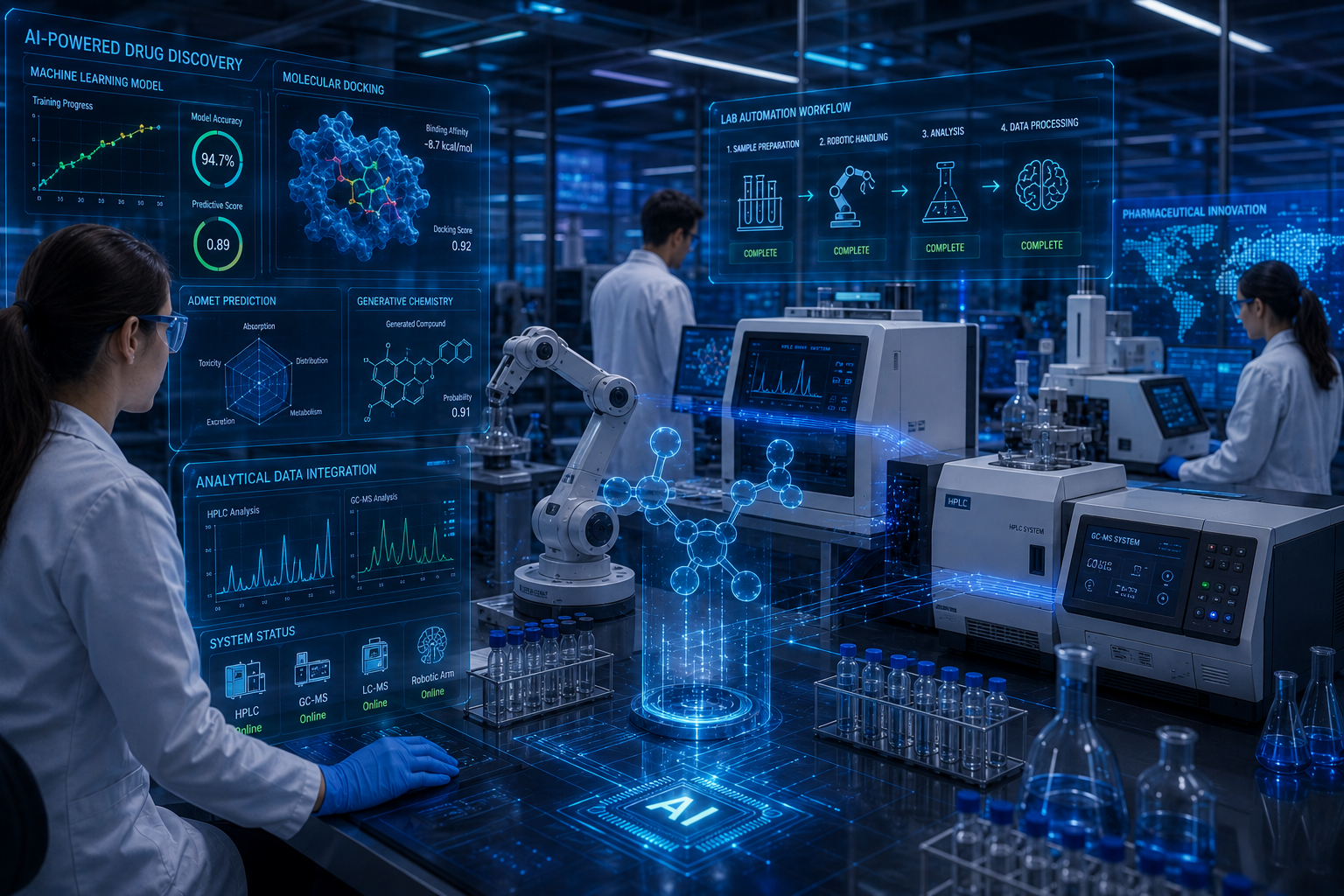 AI-driven drug discovery laboratory in action