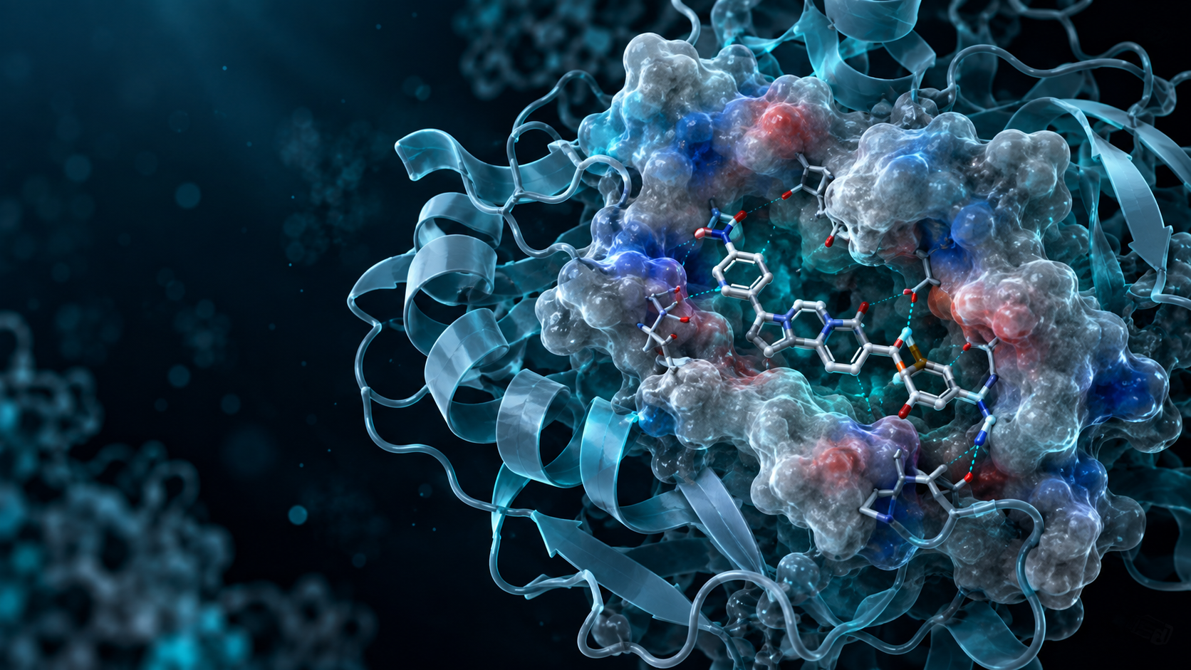 Molecular docking visualization of a ligand bound to a protein binding site