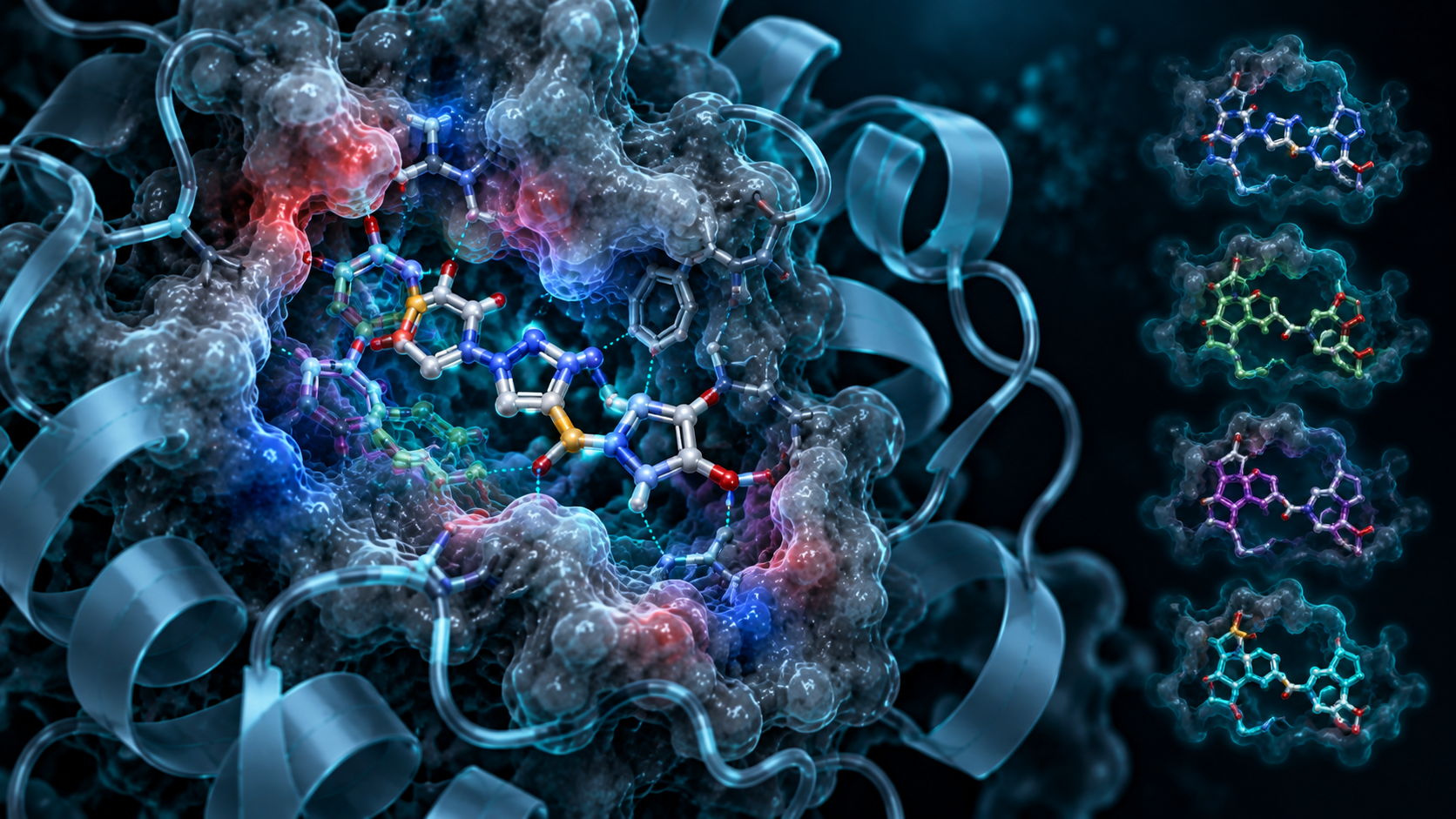 Protein binding site and ligand interaction visualization