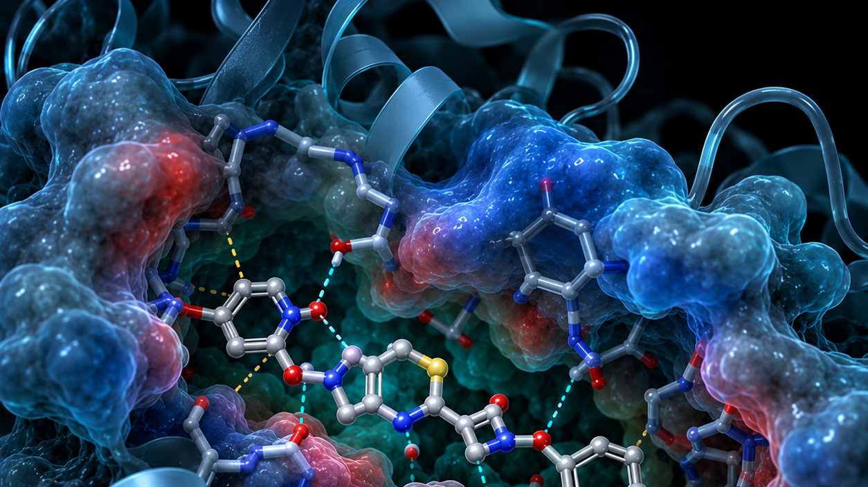 Molecular docking visualization showing protein-ligand interactions